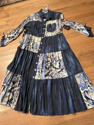 John Mark Women's Shirt Dress Button-Front Pockets 3/4 Sleeve Midi  Size M NWT