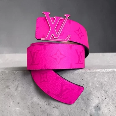 Cinturón LOUIS VUITTON LV Initiales ROSA Monograma M0357 85/34 - Raro - Imagen 1 de 4