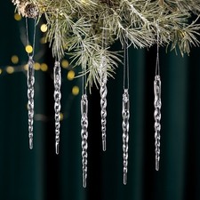24pcs Clear Acrylic Christmas Tree Decorations - 4 Styles Icicle Hanging Ornamen