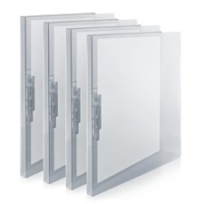 CRANBURY Punchless Clamp Binder 4-Pack, Gray , Ringless Binder Holds 100 Let...
