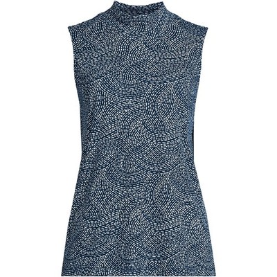 Lands End Size 2X Navy Swirl Print Mock neck knit top, sleeveless NWT
