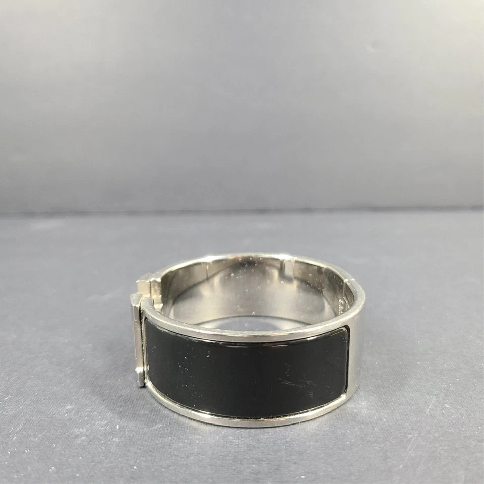 Pulsera Hermes Clic Clac H plata esmalte negro ancho PM 100% auténtica Foto 4 de 4