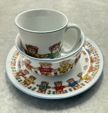 Child  s 3 Pc Porclain Dish Set With Teddy Bear Motif