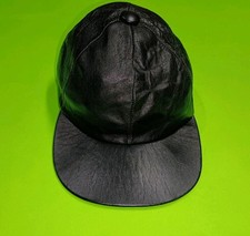 Vintage DOBBS Lambskin Leather Black Baseball Hat Cap Medium M Made in USA Soft
