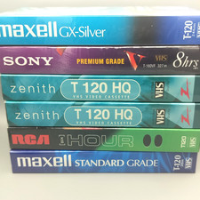 Lot of 6 New Sealed Blank VHS Tapes Maxell Sony Zenith RCA T-120 T-160 Mixed Lot
