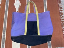 Vintage LL Bean Boat And Tote Multi Color Canvas Bag Purple Green USA XL