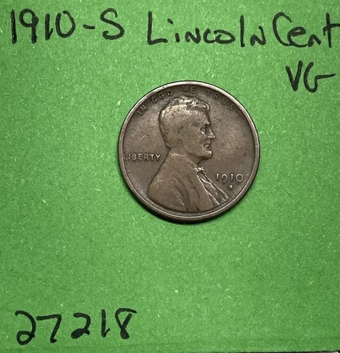 1910 S Lincoln Wheat Cent / Penny 1c VG Very Good See Pictures