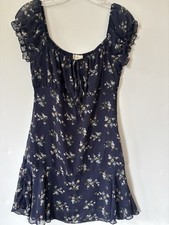 Altar'd State Mini Dress Sz S Blue Floral Print Flutter Sleeve Cottagecore Boho