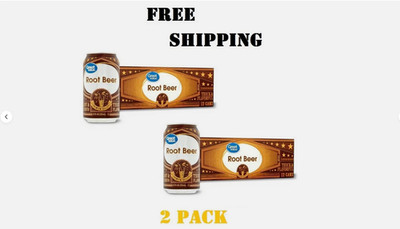 Great Value Root Beer Soda Pop, 12 fl oz, 12 Pack Cans 2PACK