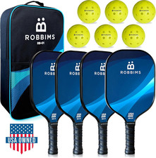Pickleball Paddles Set of 4 Carbon Fiber, USA Pickleball Approved, High Spin,