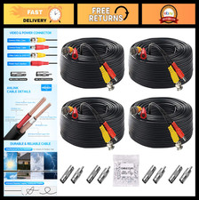 100ft Video Power Cables 4 Pack - BNC Extension Wires for CCTV DVR Systems, 8 BN