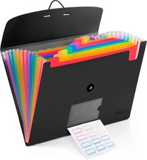 13 Pocket Expanding File Folder Accordian File Organizer, A4 Letter Size Paper