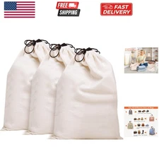 Cotton Breathable Dust-proof Drawstring Storage Pouch Bag Pack 3 L