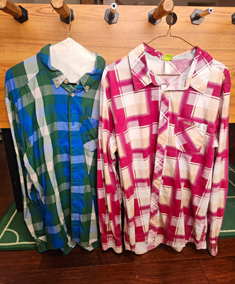 Adidas Neo Label David Beckham Set of 2 Plaid Button-Down Shirts L Cotton/Nylon