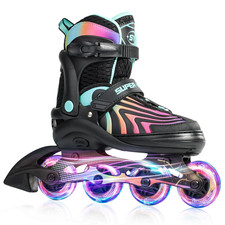SUPER YOUNGSTER Girls Inline Skates for Boys Medium-Big Kids  1-4 US  , Neon