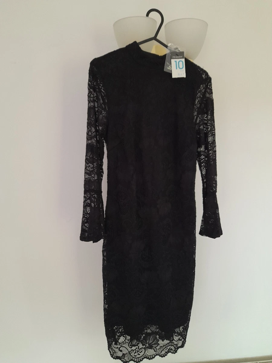 primark black lace dress Women's Black The Edit Satin Lace Asymmetrical Slip Dress