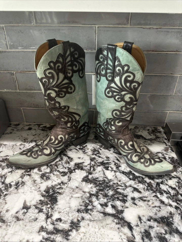 Botas Gringo Antiguas Talla 9.5, Verde Azulado y Marrón, Excelente Estado, Compradas por $700 Foto 2 de 4