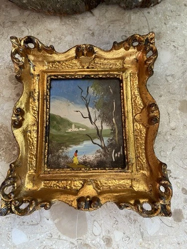 Signed Old Original Painting Framed Baroque Style 