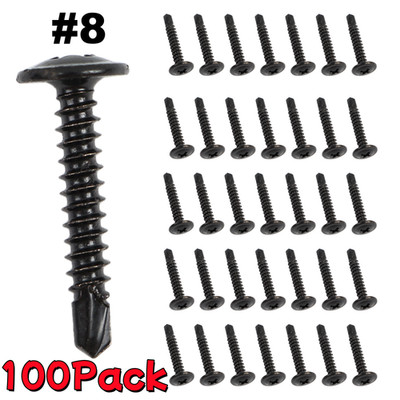 Black Phosphate Phillips Wafer Head Self Tapping/Drilling Screws 1'' (100/pk)