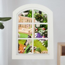 Mini Casa Delle Bambole in Miniatura in Legno con  Bianco Finestra 6 Pannelli