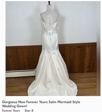 Gorgeous New Forever Yours Satin Mermaid Style Wedding Gown Tags On Size 8