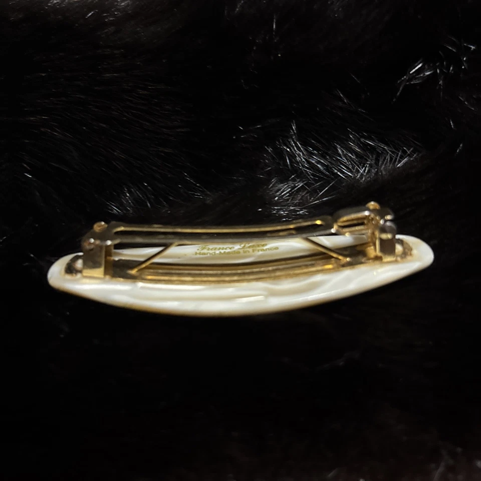 France Luxe Classic Hair Clip Barrette Marble Ivory Cream - Image 3 of 4