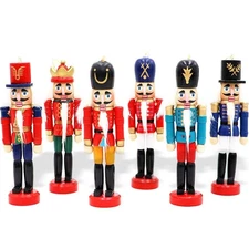 6 PCS Nutcracker Ornament Set Wooden Nutcracker Christmas Ornaments