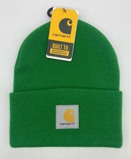 Carhartt Green Cuffed Beanie Hat Solid Pattern Men's One Size Knit Cap