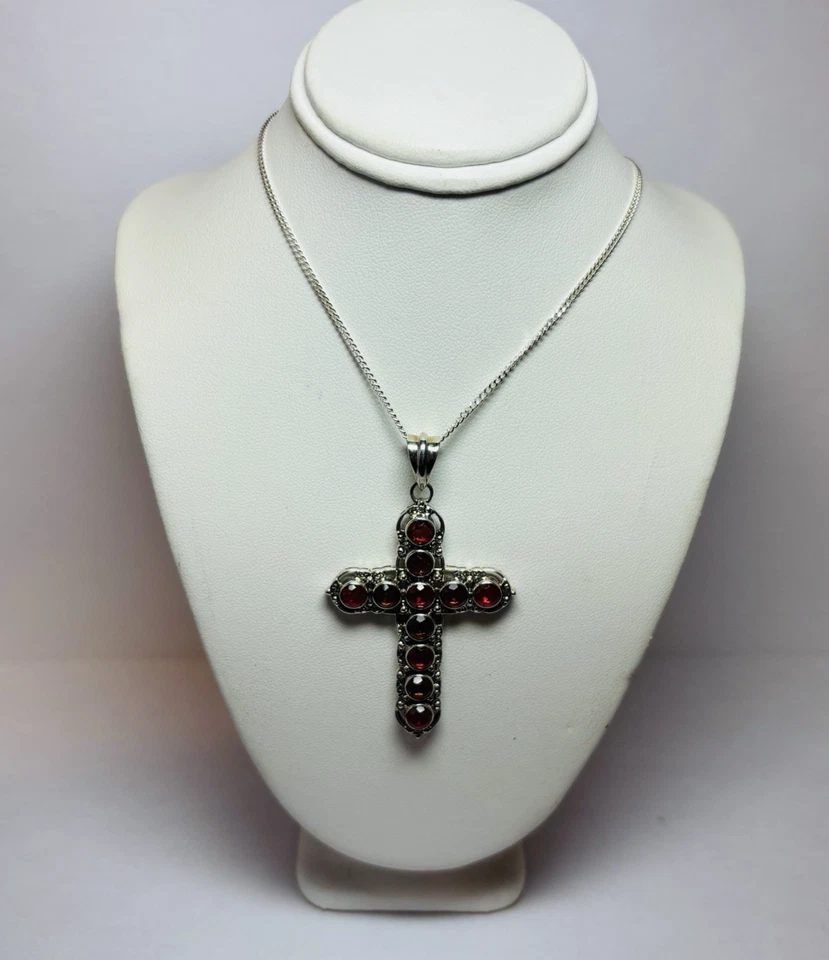 Nicky Butler Sterling 925 Silver Watermelon Sunset Quartz Cross Necklace 18 in - Image 3 of 4