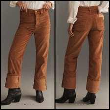 Pilcro Scotty Cuffed High-Rise Straight Corduroy Jeans SZ 31 Brown Anthropologie