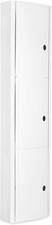 White plastic wall-mounted bathroom cabinet, 3 doors, narrow, lockable