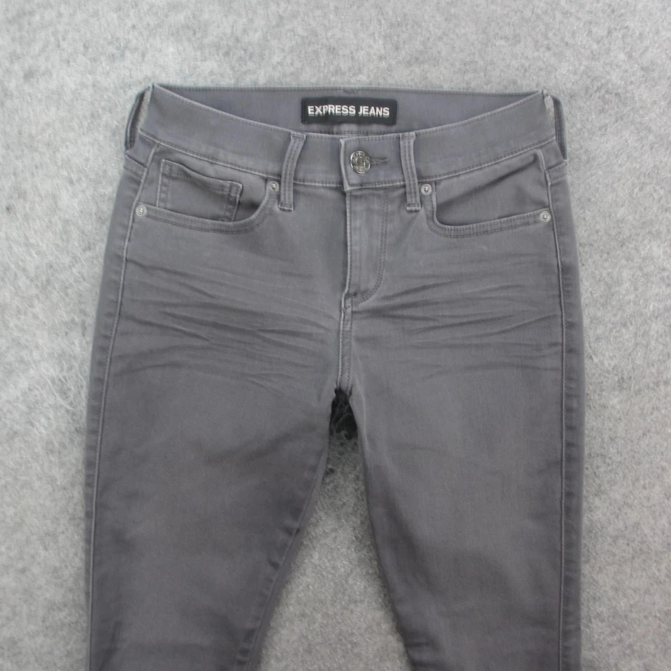 Express Jeans Womens 0R Gray Extreme Stretch Leggings Mid Rise Skinny Pants - Image 2 of 4