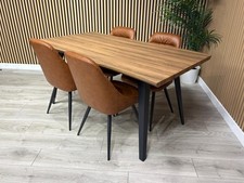 NEXT Sample Corrine Industrial Dining Table + 4 leather effect chairs RRP £1899