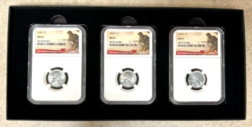 3 Steel Cent Lot PD&S - MS67 - NGC - In Box