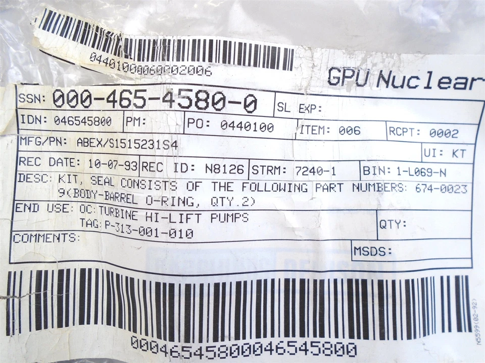 HAGGLUNDS-DENISON - Kit de sellos para bombas de alta elevación de turbina - S15-15231-4 - (NUEVO EN CAJA) Foto 2 de 4