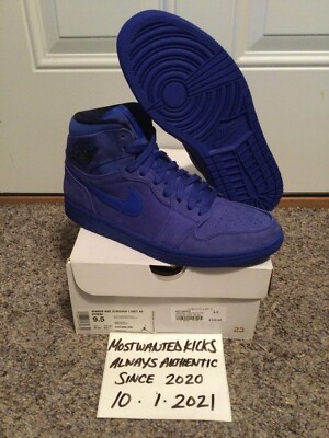 Size 9.5 - Air Jordan 1 Retro Premium High Blue Suede W for sale