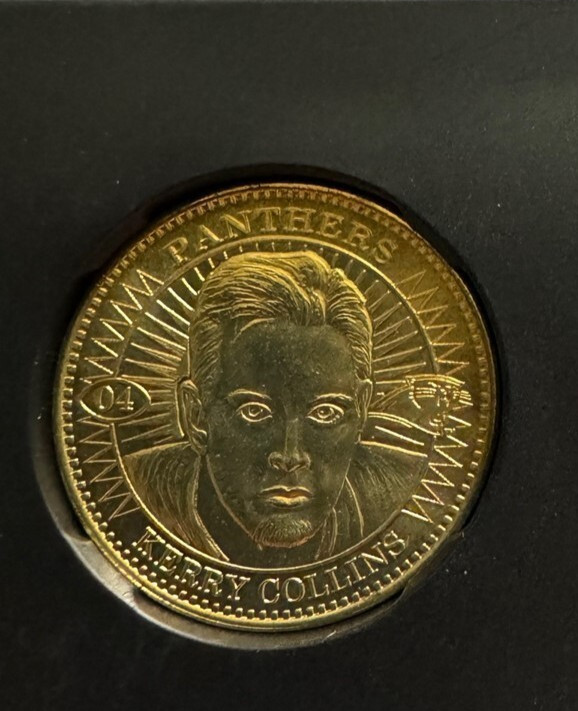 1997 Pinnacle Mint Collection NFL Brass Coin Kerry Collins #04 CAROLINA PANTHERS