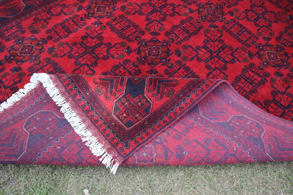 6x8 ft, Afghan Bokhara Rug, Red Black Tribal Wool Rug, Bedroom Rug, Kitchen Rug - Image 2 of 4