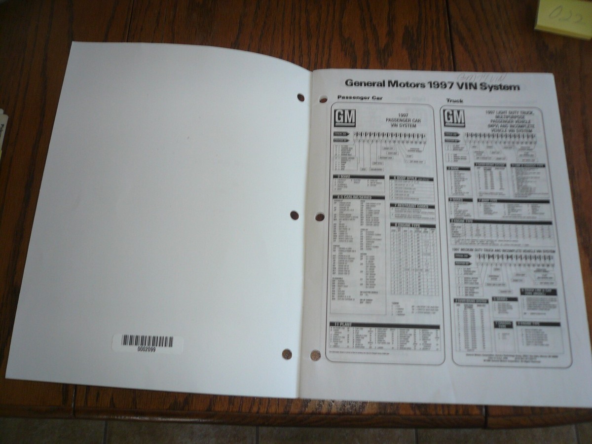 1972 - 1997 GM Vehicle Identification Number System - VIN Plate