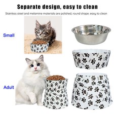 Adjustable Elevated Stand Double Dog Cat Bowls Raised Food Water Feeding Dishes