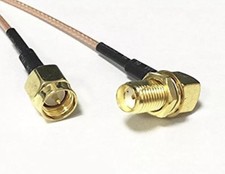 6  SMA female jack right angle to SMA male plug pigtail cable RG178 15cm USA