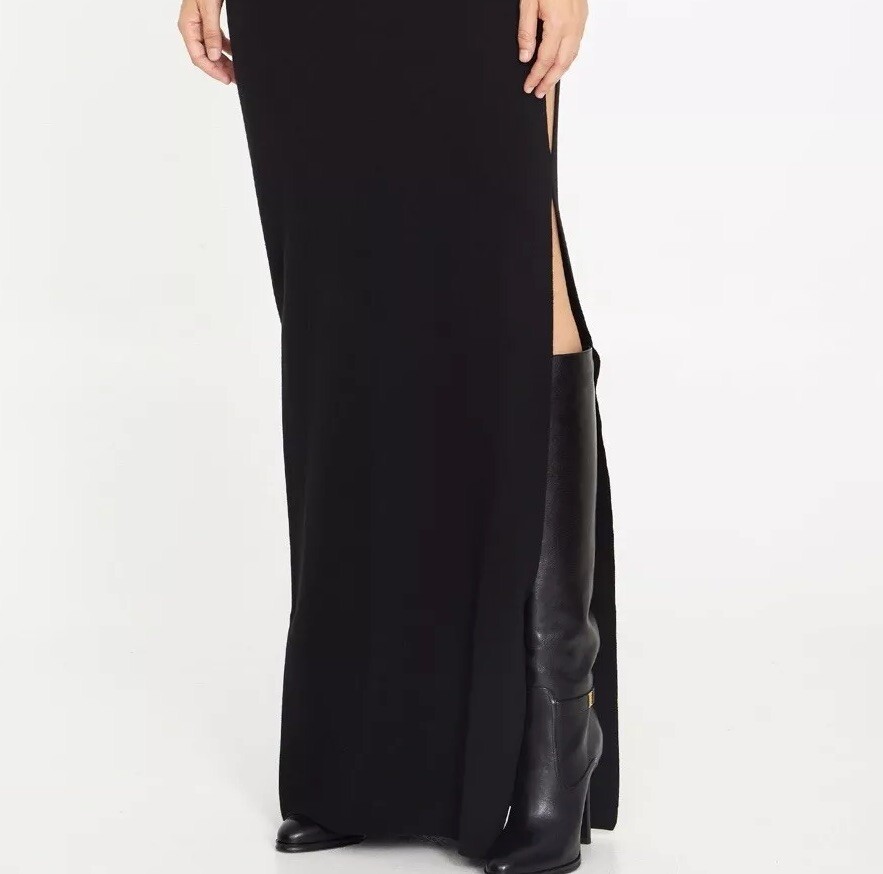 Maxi abito medio Saint Laurent in lana con ritaglio girocollo