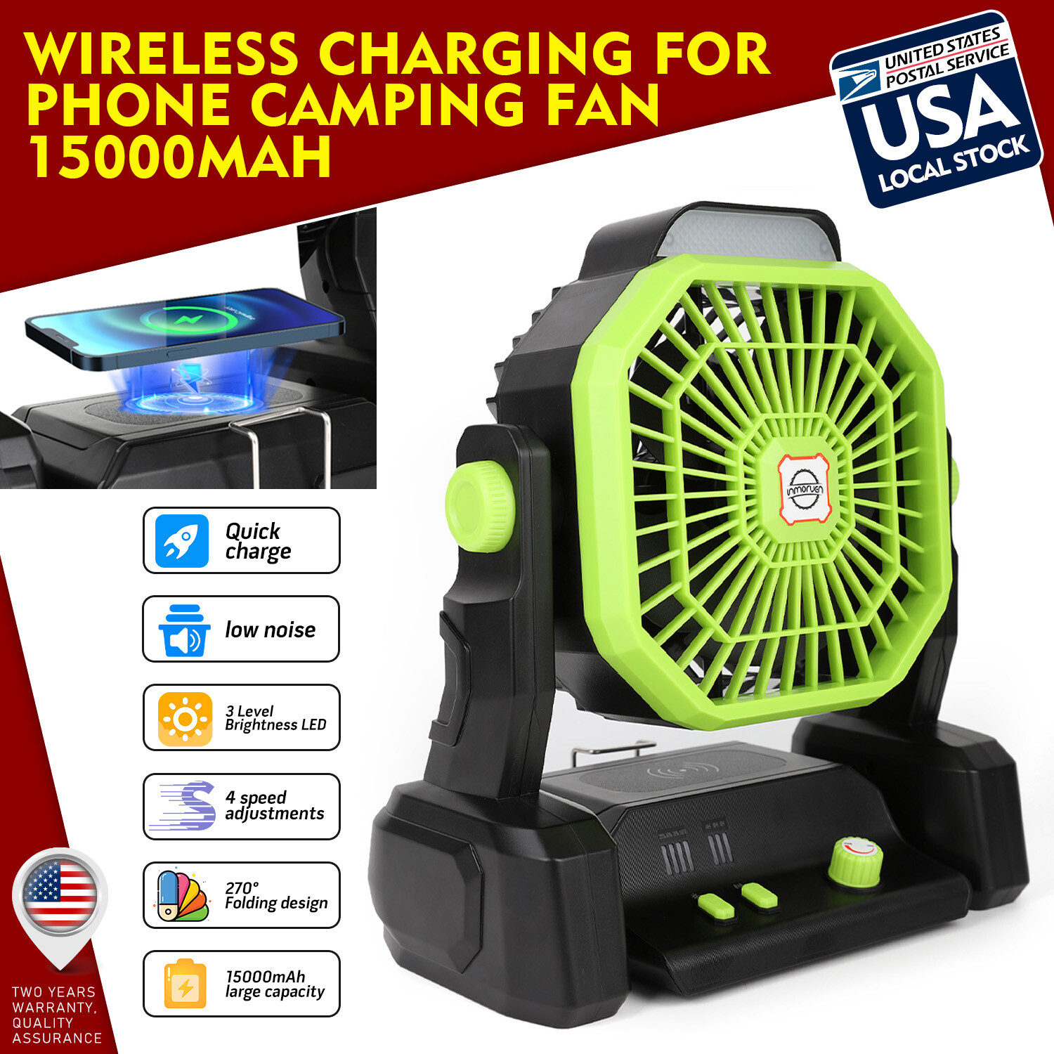 Wireless Charger Battery or Electric Portable Fan, Camping Fan, Tent Accessory-image
