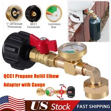 Propane Refill Adapter w/ON-Off Valve and Gauge Fill 1Lb Bottle From 5-40Lb Tank