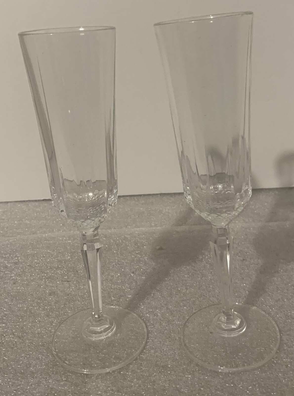 Cut Crystal Champagne Flute Glasses (2) Height 8.5