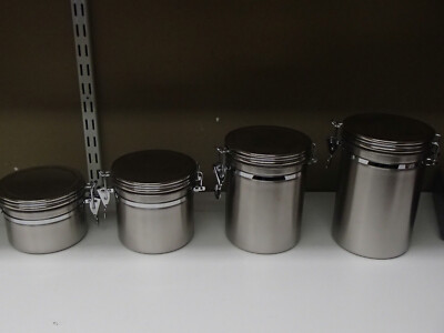 Home Basics 4 Piece Brushed Stainless Steel Canister Set