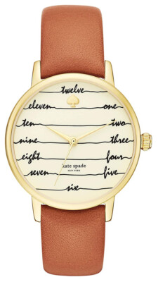 まー【sale】 kate spade 新品 時計 メトロ 茶 Kate Spade Ladies Metro Written Number Watch With Brown Leather