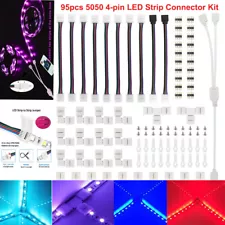 95Pcs 4 Pin RGB 5050 LED Connector for LED Strip Light Connectors Accessories