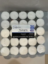 Bulk 100 Unscented Tea Light Candles Extended Burn Time Smokeless NEW