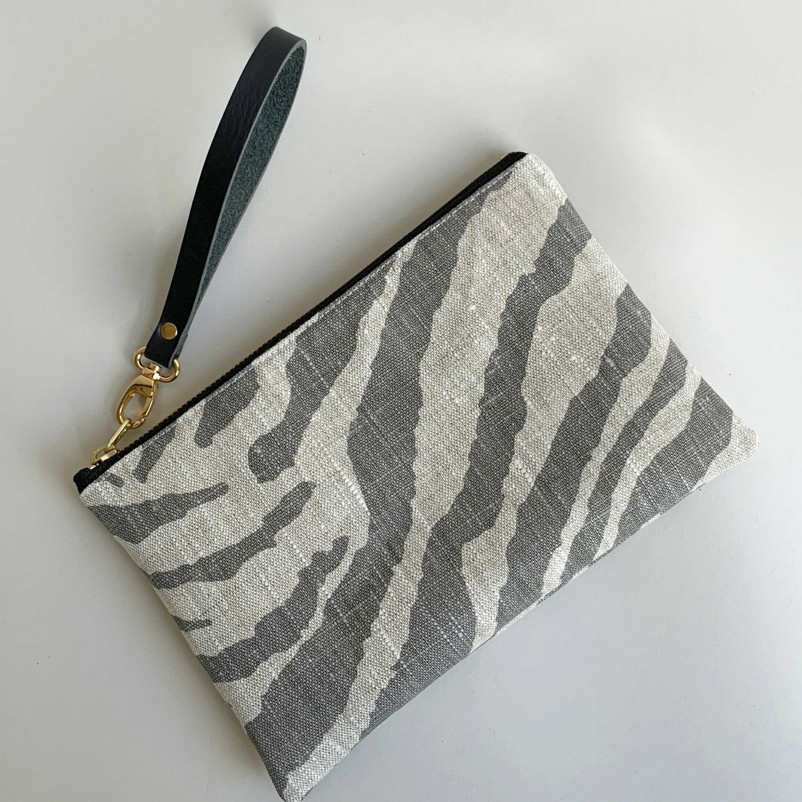 Clutch Bag in Zebra Print Linen
